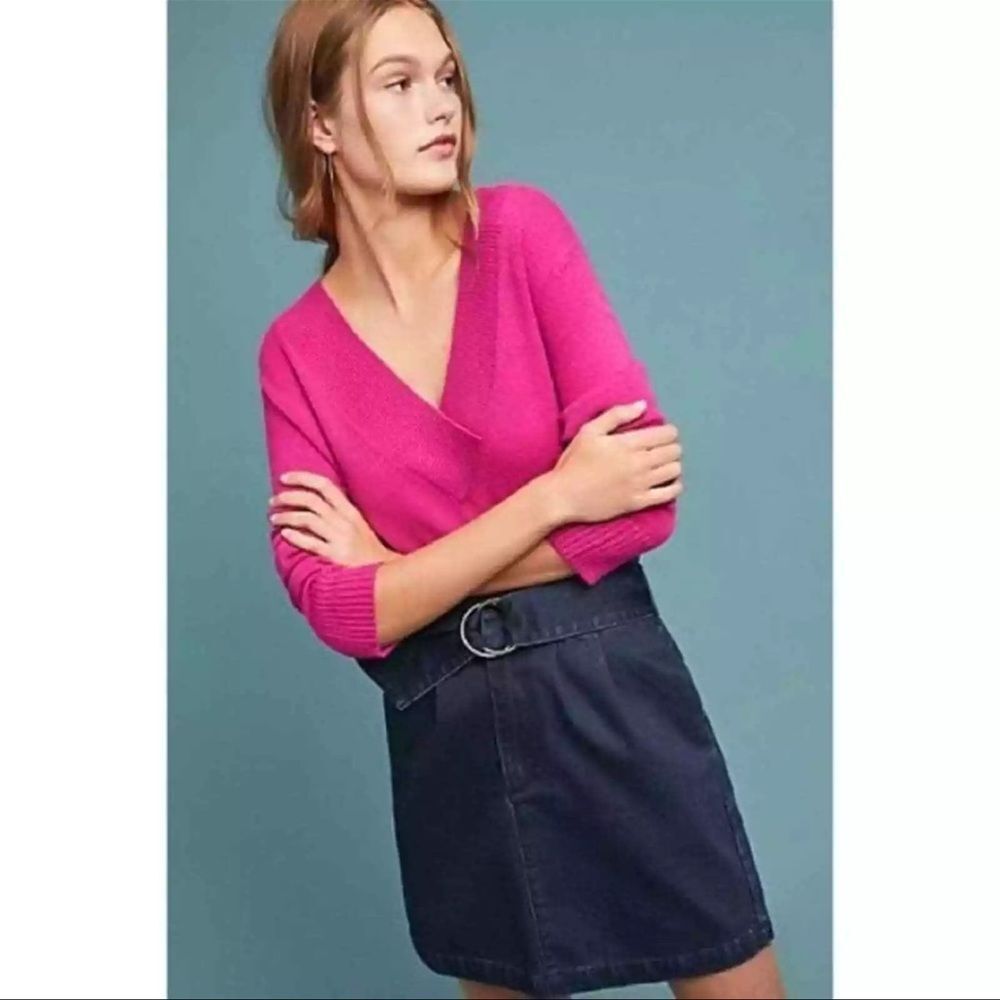 ANTHROPOLOGIE Galizia Pink V Neck Sweater Women’s Size XS